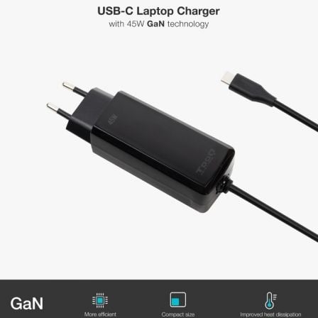Cargador de Portátil GaN TooQ TQLC-USBCGAN100PD-C USB Tipo-C/ 45W/ Automático/ Voltaje 5-20V