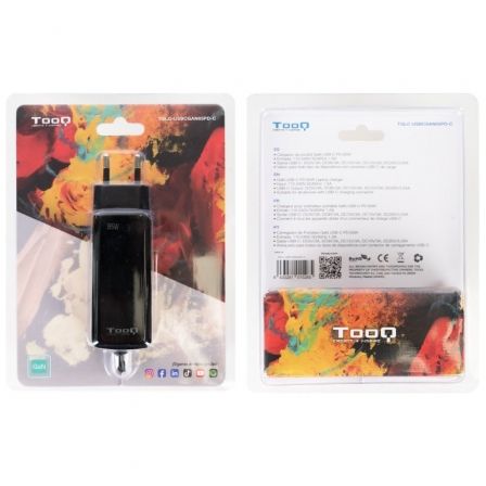 Cargador de Portátil GaN TooQ TQLC-USBCGAN65PD-C USB Tipo-C/ 65W/ Automático/ Voltaje 5-20V