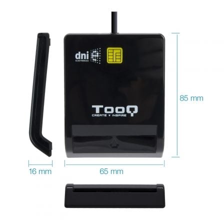 Lector de DNI TooQ TQR-210B/ USB 2.0/ Negro