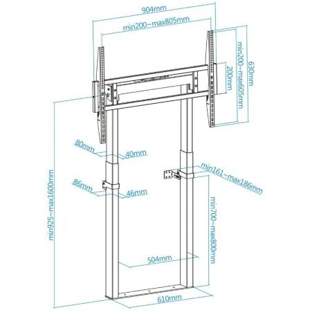 Soporte de Pared Fijo/ Suelo TooQ HIPERIÓN FS2280M-B para TV de 55-100"/ hasta 120kg