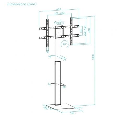 Soporte de Suelo Giratorio/Rotable TooQ FS2286M-B para TV 37-70"/ hasta 40kg