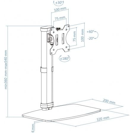 Soporte de Sobremesa para Monitor TooQ DB1127TN-B/ Giratorio/ Inclinable / hasta 6kg