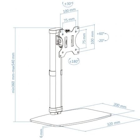 Soporte de Sobremesa para Monitor TooQ DB1127TN-W/ Giratorio/ Inclinable/ hasta 6kg