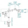 Soporte de Mesa para 2 Monitores TooQ DB1232TN-B/ Giratorio/ Inclinable/ hasta 8kg