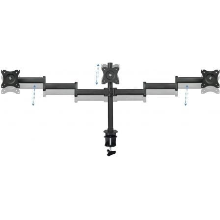 Soporte de Mesa para 3 Monitores TooQ DB1327TN-B/ Giratorio/ Inclinable/ hasta 8kg