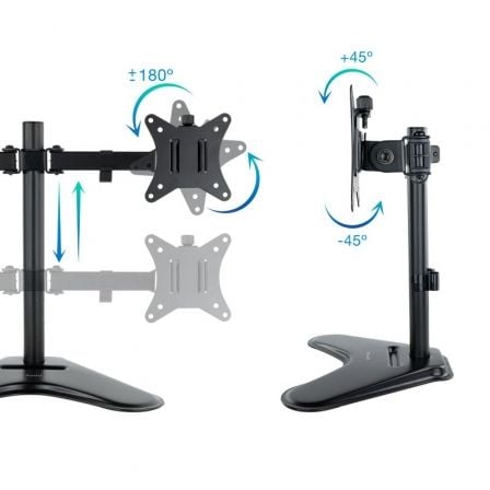 Soporte de Sobremesa para 2 Monitores TooQ DB1702TN-B/ Giratorio/ Inclinable/ hasta 9kg