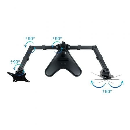 Soporte de Sobremesa para 2 Monitores TooQ DB1702TN-B/ Giratorio/ Inclinable/ hasta 9kg