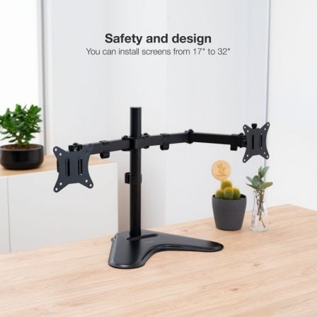 Soporte de Sobremesa para 2 Monitores TooQ DB1702TN-B/ Giratorio/ Inclinable/ hasta 9kg