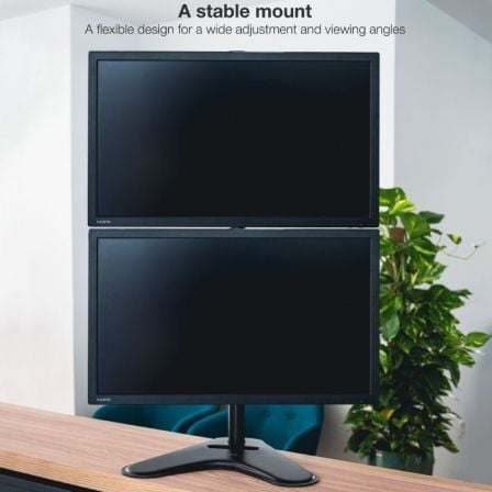 Soporte de Sobremesa para 2 Monitores TooQ DB1703TNV-B/ Giratorio/ Inclinable/ hasta 9kg
