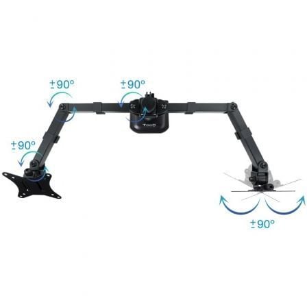 Soporte de Mesa para 2 Monitores TooQ DB1802TN-B/ Giratorio/ Inclinable/ hasta 8kg