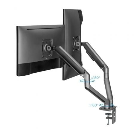 Soporte de Mesa para 2 Monitores TooQ DB4132TNR-G/ Giratorio/ Inclinable/ hasta 9kg
