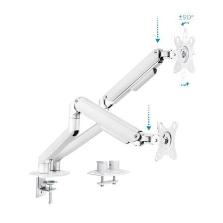 Soporte de Mesa para 2 Monitores TooQ DB4132TNR-W/ Giratorio/ Inclinable/ hasta 9kg