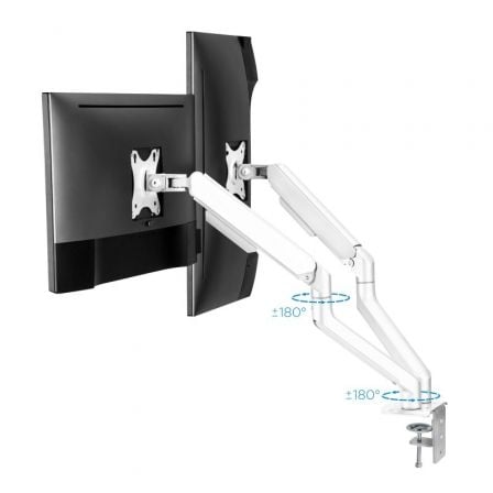 Soporte de Mesa para 2 Monitores TooQ DB4132TNR-W/ Giratorio/ Inclinable/ hasta 9kg