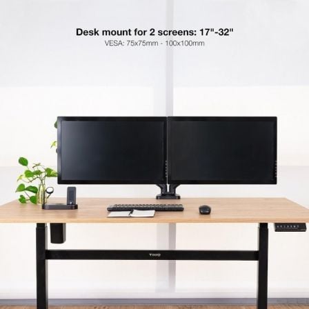Soporte de Mesa para 2 Monitores TooQ DB5132TNR-B/ Giratorio/ Inclinable/ hasta 9kg