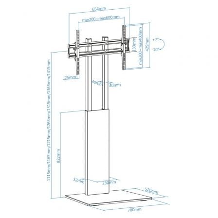 Soporte de Suelo Inclinable TooQ FS2288M-B para TV de 32-85"/ hasta 40kg