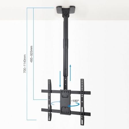 Soporte de Techo Giratorio/ Inclinable/ Nivelable TooQ LPCE1175TSLI-B para TV de 32-75"/ hasta 60kg