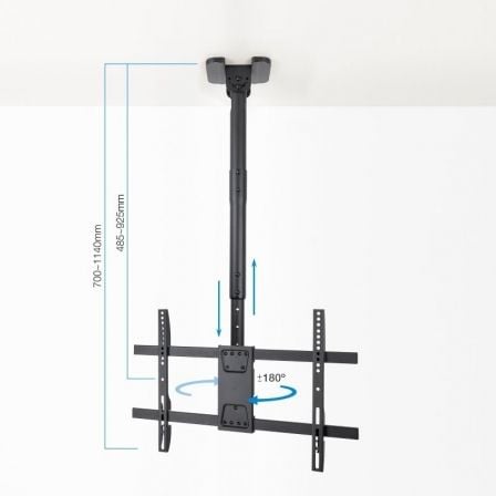 Soporte de Techo Giratorio/ Inclinable/ Nivelable TooQ LPCE1186TSLI-B para TV de 43-86"/ hasta 60kg