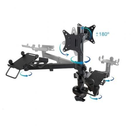 Soporte de Mesa para 2 Monitores, TPV, Impresora, Términal y Lector TooQ TQPM0002/ Giratorio/ Inclinable/ hasta 9kg