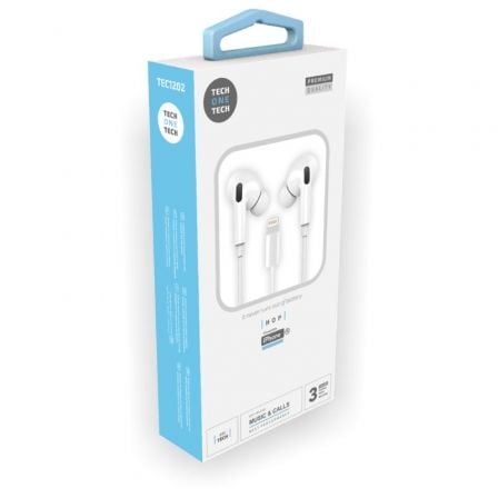 Expositor de Auriculares Tech One Tech earTECH TEC1203/ con Micrófono/ Lightning/ Incluye 10 Auriculares Blancos
