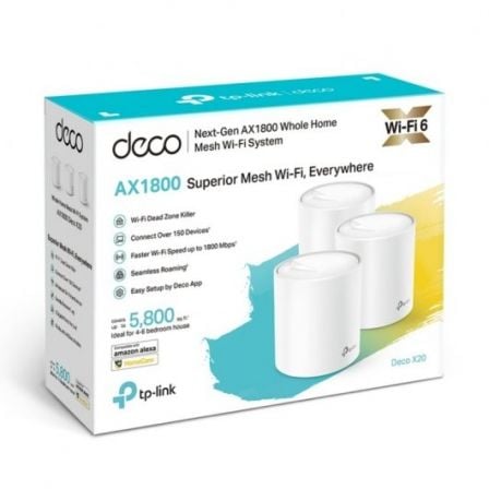 Sistema Mesh TP-Link Deco X20 1800Mbps/ 2.4GHz 5GHz/ Pack de 3