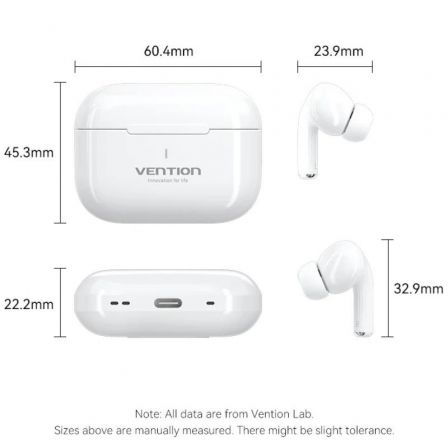 Auriculares Bluetooth Vention Echo Lite E11 con estuche de carga/ Autonomía 6h/ Blancos