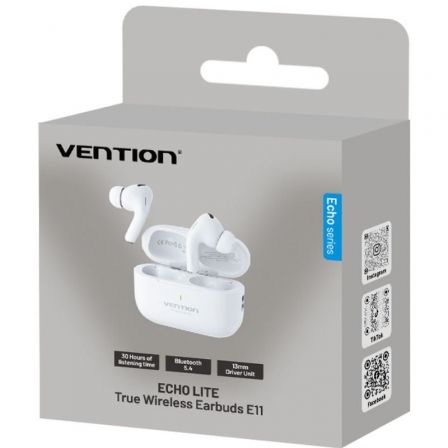 Auriculares Bluetooth Vention Echo Lite E11 con estuche de carga/ Autonomía 6h/ Blancos