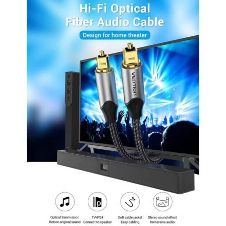 Cable de Audio de Fibra óptica Vention BAVHF/ 1m/ Gris