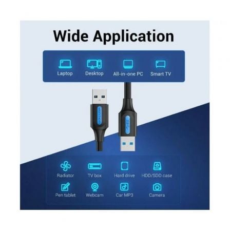 Cable USB 3.0 Vention CONBG/ USB Macho - USB Macho/ 5Gbps/ 1.5m/ Negro