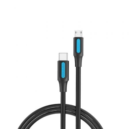 Cable USB 2.0 Tipo-C Vention COVBF/ USB Tipo-C Macho - MicroUSB Macho/ Hasta 10W/ 480Mbps/ 1m/ Negro