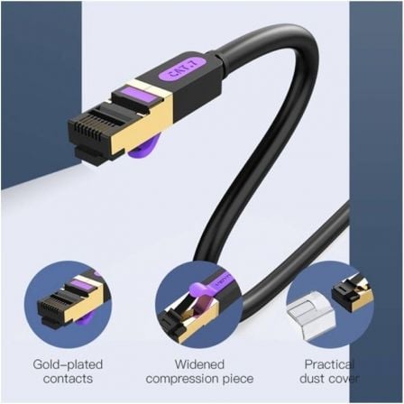 Cable de Red RJ45 SFTP Vention ICDBN Cat.7/ 15m/ Negro