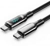 Cable USB 2.0 Tipo-C 5A 100W Vention TAYBAV/ USB Tipo-C Macho - USB Tipo-C Macho/ Hasta 100W/ 480Mbps/ 1.2m/ con Pantalla LED/ Negro