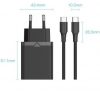 Cargador de Pared Vention FAHWF-EU/ 1xUSB Tipo-C + 2x Cable USB Tipo-C/ 25W