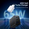 Cargador de Pared GaN Vention FERW0-EU/ 2xUSB Tipo-C/ 1xUSB/ 65W