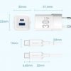 Cargador de Pared GaN Vention TZ-FEQW0-EU-01/ 1xUSB Tipo-C/ 1xUSB + Cable USB Tipo-C/ 30W