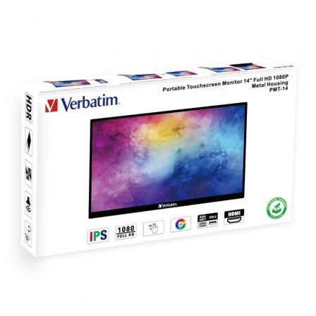 Monitor Portátil Táctil Verbatim PMT-14 14"/ Full HD/ Multimedia/ Negro