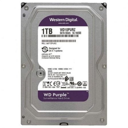 Disco Duro Western Digital WD Purple Surveillance 1TB/ 3.5"/ SATA III/ 64MB