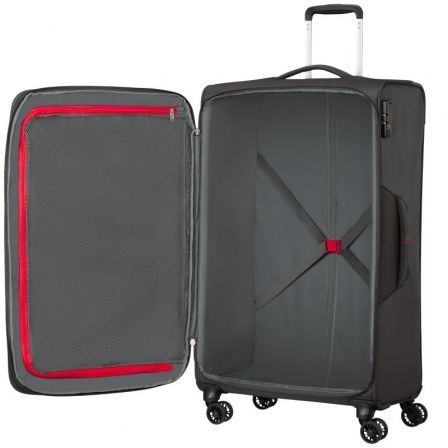 Maleta Mediana American Tourister Crosstrack Spinner Expansible 79cm/ 79x46.5x30.5cm/ 4 Ruedas/ Roja y Gris