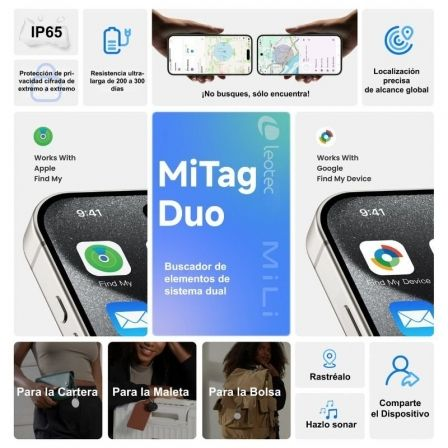 Localizador Leotec EasyTag Dual/ Blanco/ Incluye Llavero Blanco