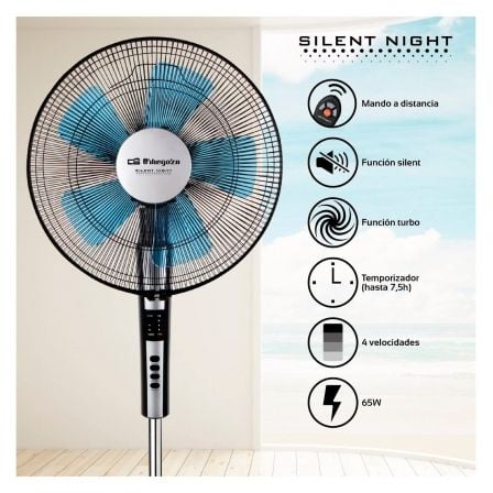 Ventilador de Pie Orbegozo SF 0640/ 65W/ 5 Aspas 40cm/ 2 velocidades