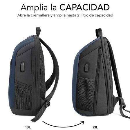Mochila Subblim Xpand Air Padding Backpack para Portátiles hasta 15.6"/ Puerto USB/ Azul