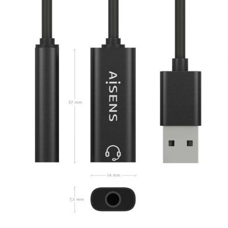 Tarjeta de sonido aisens a106-0770/ usb macho - jack 3.5 hembra
