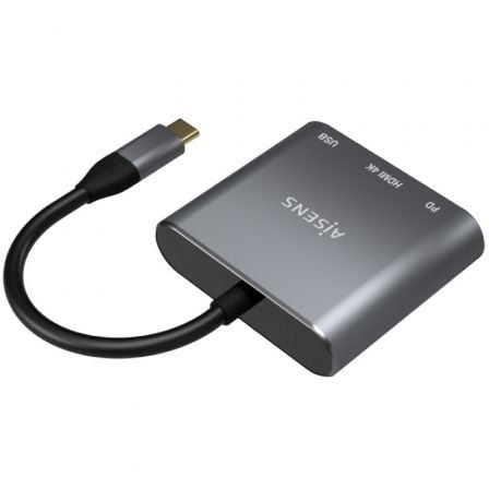 Conversor aisens a109-0669/ usb tipo-c macho/ hdmi hembra - usb hembra - usb tipo-c hembra/ 15cm/ gris