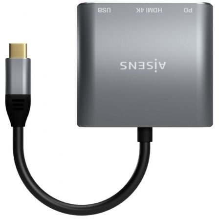 Conversor aisens a109-0669/ usb tipo-c macho/ hdmi hembra - usb hembra - usb tipo-c hembra/ 15cm/ gris