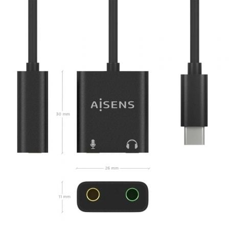 Tarjeta de sonido aisens a109-0767/ usb-c macho - 2xjack 3.5 hembra