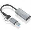 Conversor hdmi aisens a109-0913/ usb + usb tipo-c 3.1 macho - hdmi macho/ 15cm/ gris