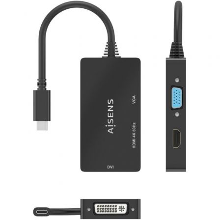 art_ais-adp-a109-0954_4 Conversor hdmi aisens a109-0954/ usb tipo-c macho - dvi/hdmi/vga hembra/ 15cm/ negro