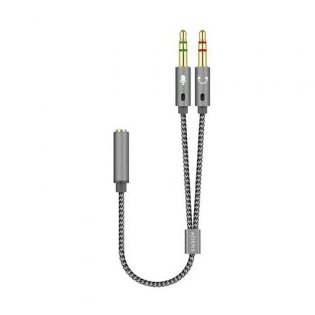 Cable estéreo aisens a128-0417/ jack 3.5 hembra - 2x jack 3.5 macho/ 25cm/ gris