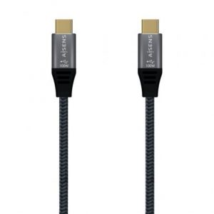Cable usb 3.2 tipo-c aisens a107-0634 20gbps 5a 100w/ usb tipo-c macho - usb tipo-c macho/ hasta 100w/ 20gbps/ 2m/ gris
