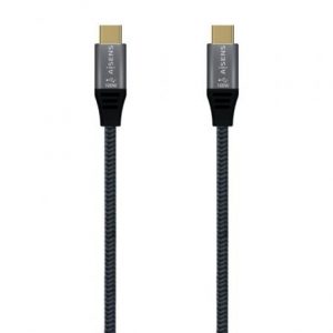 Cable usb 3.2 tipo-c aisens a107-0671 20gbps 100w/ usb tipo-c macho - usb tipo-c macho/ hasta 100w/ 20gbps/ 1m/ gris