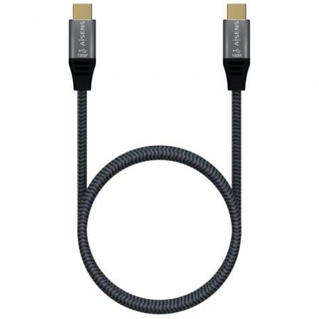 Cable usb 3.2 tipo-c aisens a107-0672 20gbps 100w/ usb tipo-c macho - usb tipo-c macho/ hasta 100w/ 20gbps/ 1.5m/ gris